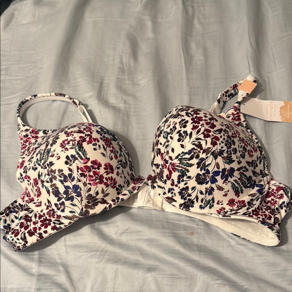 Cacique Floral Bra with Red and Purple Accents